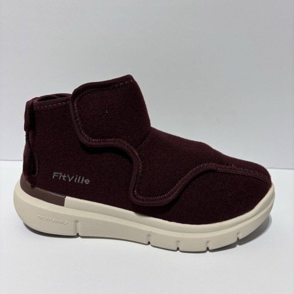FitVille Women’s Easytop Diabetic Burgundy Boots, Size 7 EW